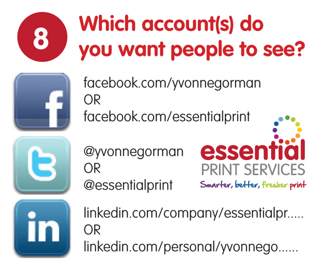 Social Media Icons for Essential Print Services versus Yvonne Gorman