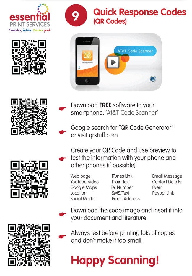 QR Code examples for printing - how to set them up